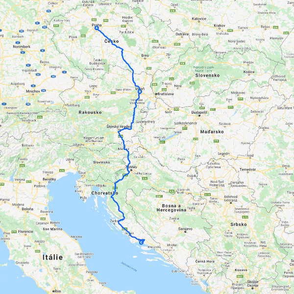 Obr. 2 - PHA- Vienna- Zahřeb- Split