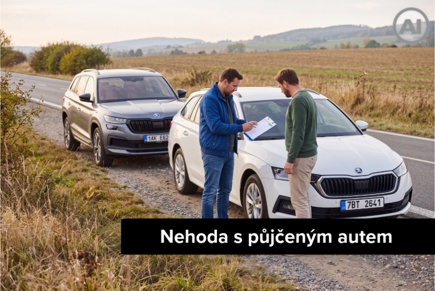 Co dělat při nehodě s půjčeným autem Dva řidiči po drobné nehodě klidně řeší vyplnění záznamu